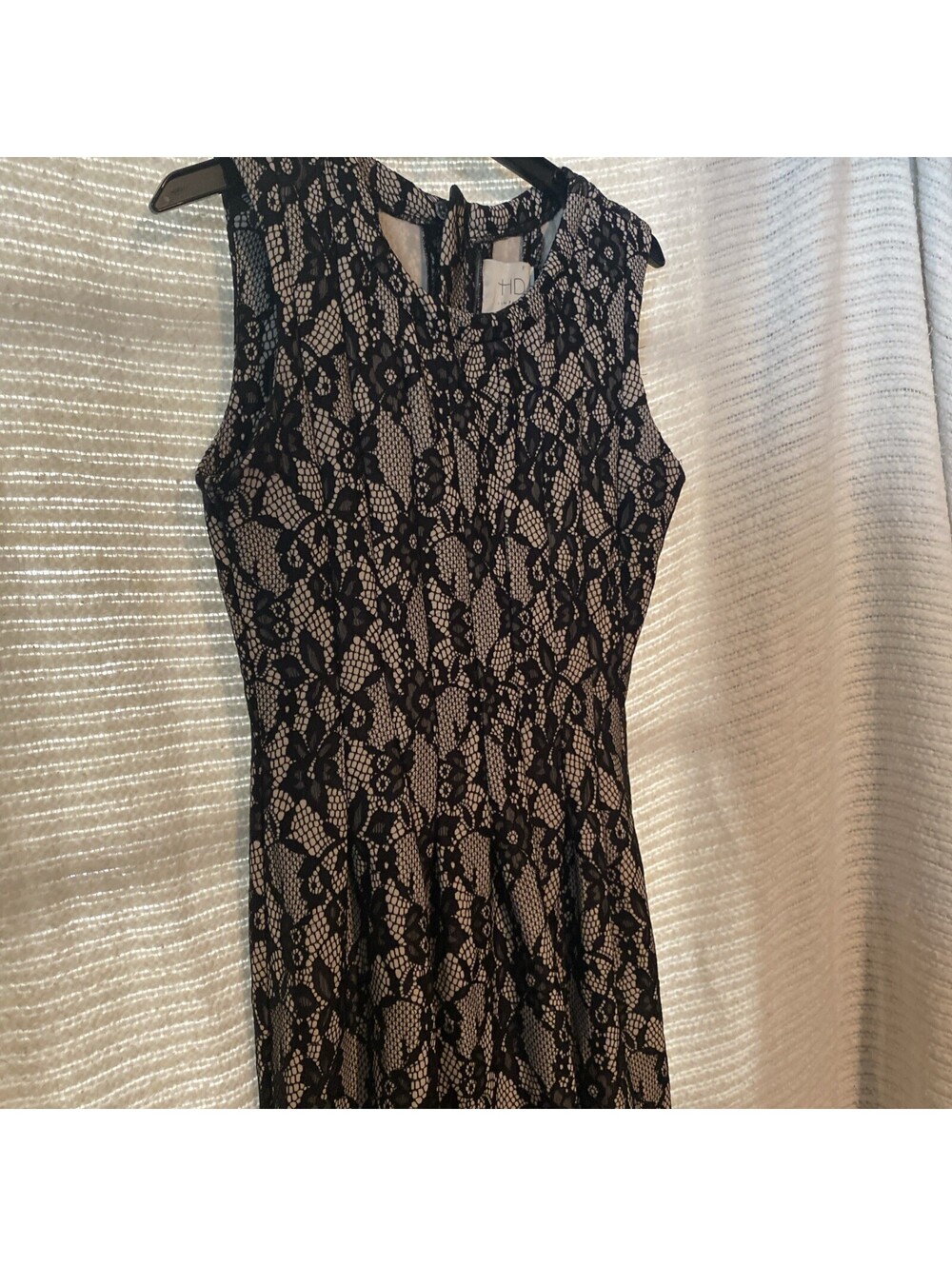 HD in Paris ANTHROPOLOGIE Black Lace Fit & Flare Evening Dress Women’s Large M